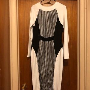 Fitted black and white dress